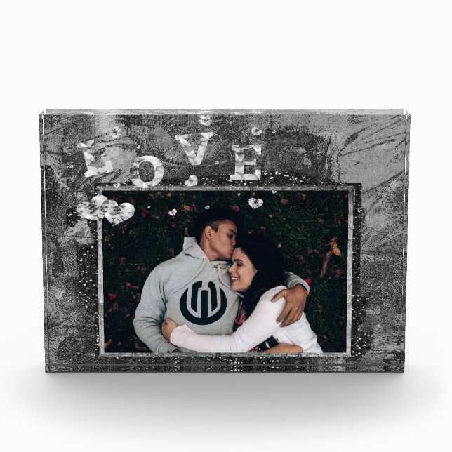 Graffiti Love Grunge | Simple Faux Crystal Script Photo Block (Front)