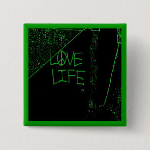 Graffiti "Love Life" Neon Green Button