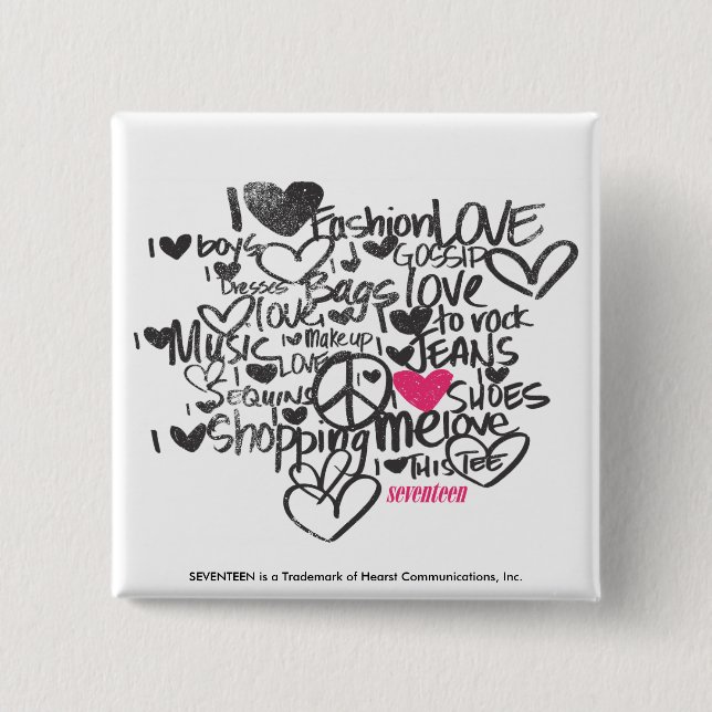 Graffiti Magenta 2 Inch Square Button (Front)