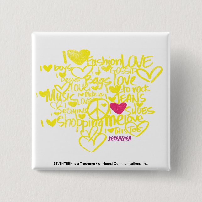 Graffiti Magenta/Yellow 2 Inch Square Button (Front)