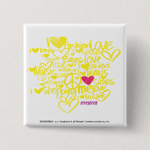 Graffiti Magenta/Yellow 2 Inch Square Button