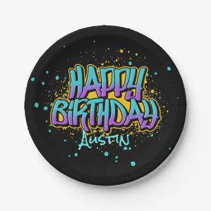 Graffiti Messy Paint Paper Plate