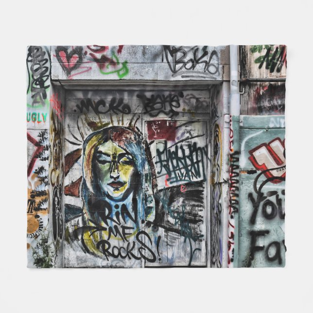 Graffiti Modern Cool Urban Street Art Fleece Blanket (Front (Horizontal))
