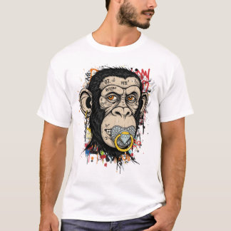 Graffiti Monkey Face Art – Abstract Street Style T-Shirt