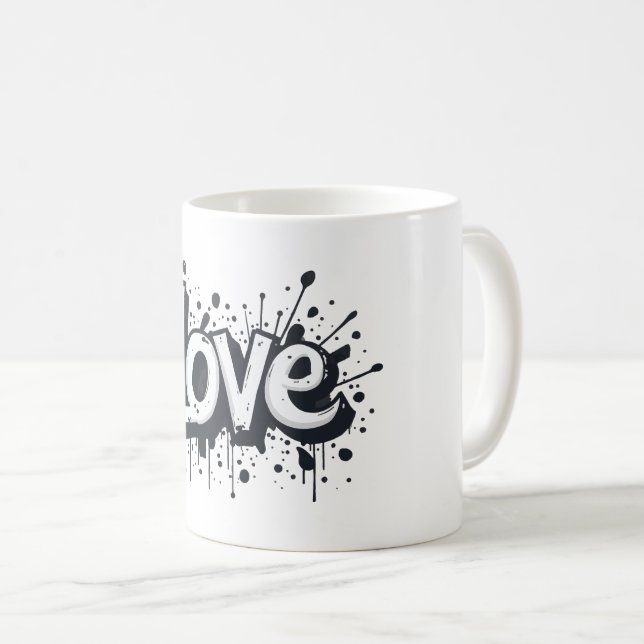 Graffiti Monochrome Love Tag Coffee Mug (Front Right)