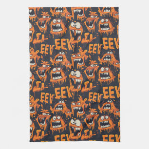 Graffiti Monster Eek Black Halloween (2) Kitchen Towel