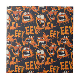 Graffiti Monster Eek Black Halloween (2) Tile