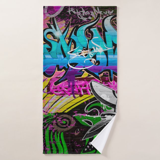 Graffiti mur d'art urbain, art, mur, grafiti, g (Serviette de bain)