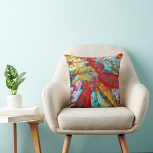 graffiti Mural Urban street art abstract leaves Throw Pillow