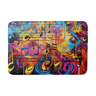 Graffiti Musical Notes Bath Mat