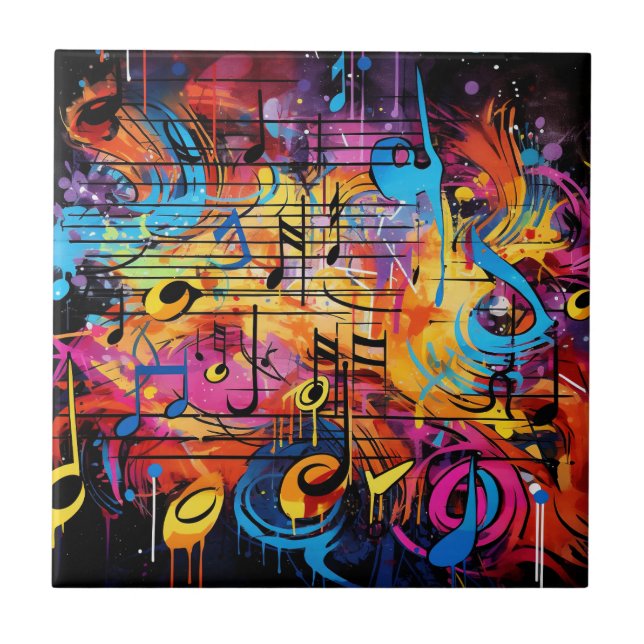 Graffiti Musical Notes Carreaux (Devant)