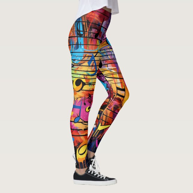 Graffiti Musical Notes Leggings (Right)