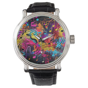 Graffiti Musical Notes Watch