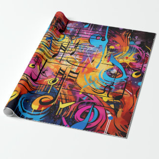 Graffiti Musical Notes Wrapping Paper