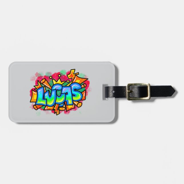 Graffiti Name Luggage Tag (Front Horizontal)