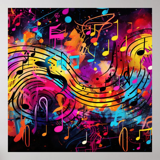 Graffiti Notes musicales Poster (Devant)