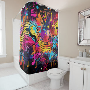 Graffiti Notes musicales Rideau de douche