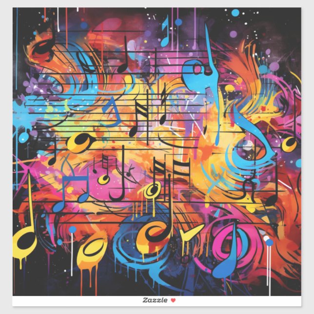 Graffiti Notes musicales Sticker Vinyl (Feuille)