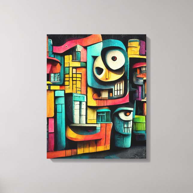 Graffiti on Black Background 3d Painting  Canvas Print (Front)