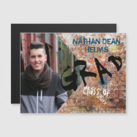 Graffiti On Brick Wall Grad Photo Magnetic Card
