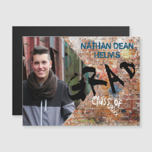 Graffiti On Brick Wall Grad Photo Magnetic Card