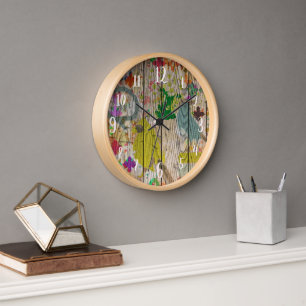 Graffiti on Wood Print Clock