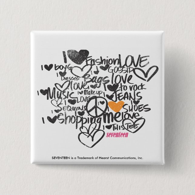 Graffiti Orange 2 Inch Square Button (Front)