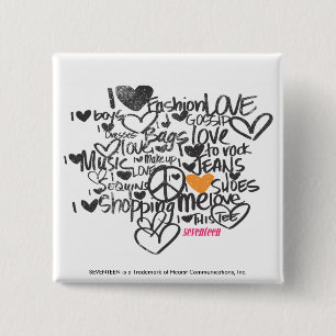 Graffiti Orange 2 Inch Square Button