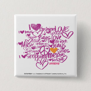 Graffiti Orange/Purple 2 Inch Square Button