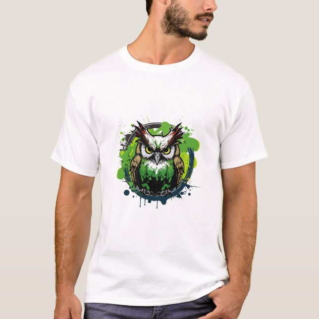 Graffiti Paint Owl Bird Creative Art Painting T-Shirt (Front)