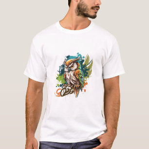 Graffiti Paint Owl Bird Creative Art Painting T-Shirt