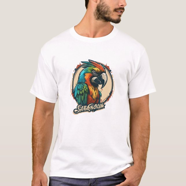 Graffiti Paint Parrot Bird Creative Art Painting T-Shirt (Front)