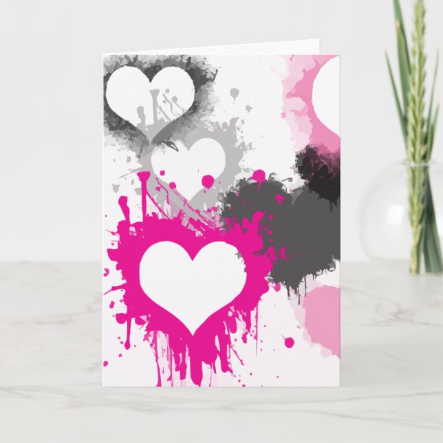 Graffiti Paint Splash Heart Valentine's Day Card (Front)