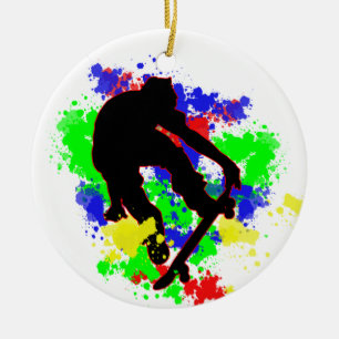 Graffiti Paint Splotches Skater Ceramic Ornament