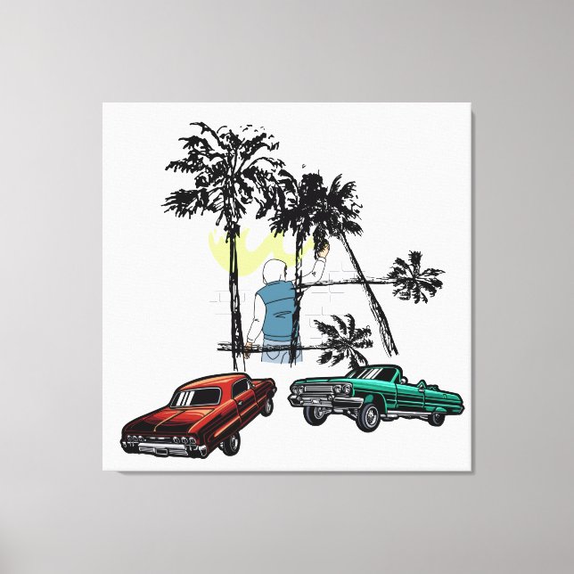 Graffiti Palms Low Rider Canvas Print (Front)