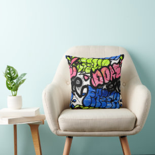 Graffiti Pattern Throw Pillow