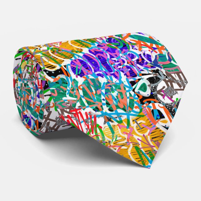 Graffiti Pattern  Tie (Rolled)