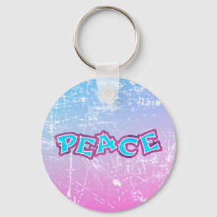 Graffiti Peace Distressed Look Keychain