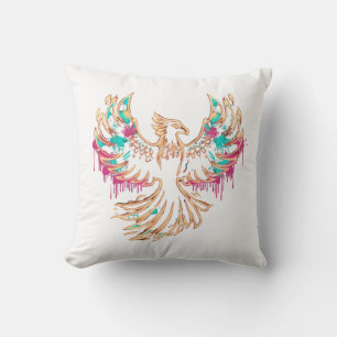 "Graffiti Phoenix Rising" Throw Pillow
