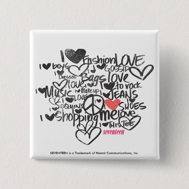 Graffiti Pink 2 Inch Square Button (Front)