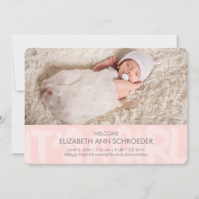 Graffiti Pink Baby Card Faire-part de naissance (Devant)