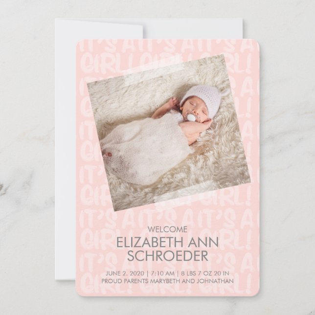 Graffiti Pink Baby Card Faire-part de naissance (Devant)