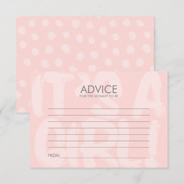 Graffiti Pink Baby Shower Advice Card For Mom (Front/Back)