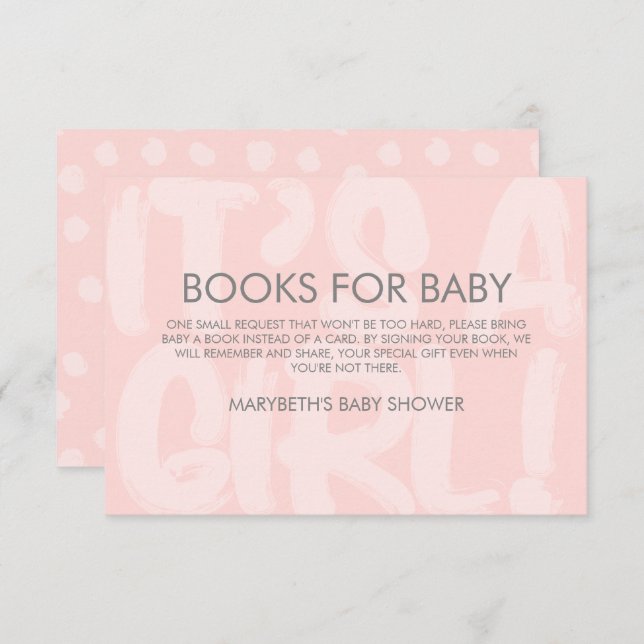 Graffiti Pink Baby Shower Bring A Book Request Invitation (Front/Back)
