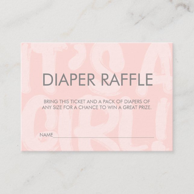 Graffiti Pink Baby Shower Diaper Raffle Ticket Enclosure Card (Front)