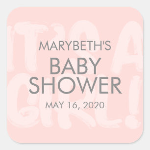 Graffiti Pink Baby Shower Favour Sticker