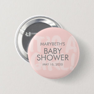Graffiti Pink Baby Shower Its A Girl Button