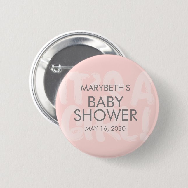 Graffiti Pink Baby Shower Its A Girl Button (Front & Back)