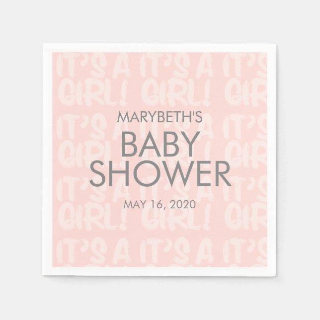 Graffiti Pink Baby Shower Paper Napkin (Front)