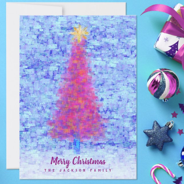 Graffiti Pink Christmas Tree with Blue Urban Wall Card (Creator Uploaded)